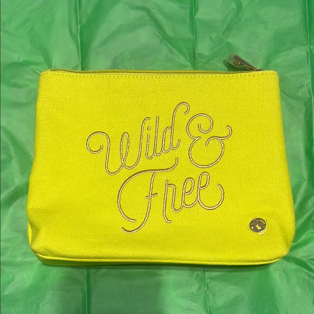Spartina Natural Linen Wild & Free Yellow Travel Bag New